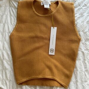 House of Harlow Ribbed Knit High Neck Tank Top